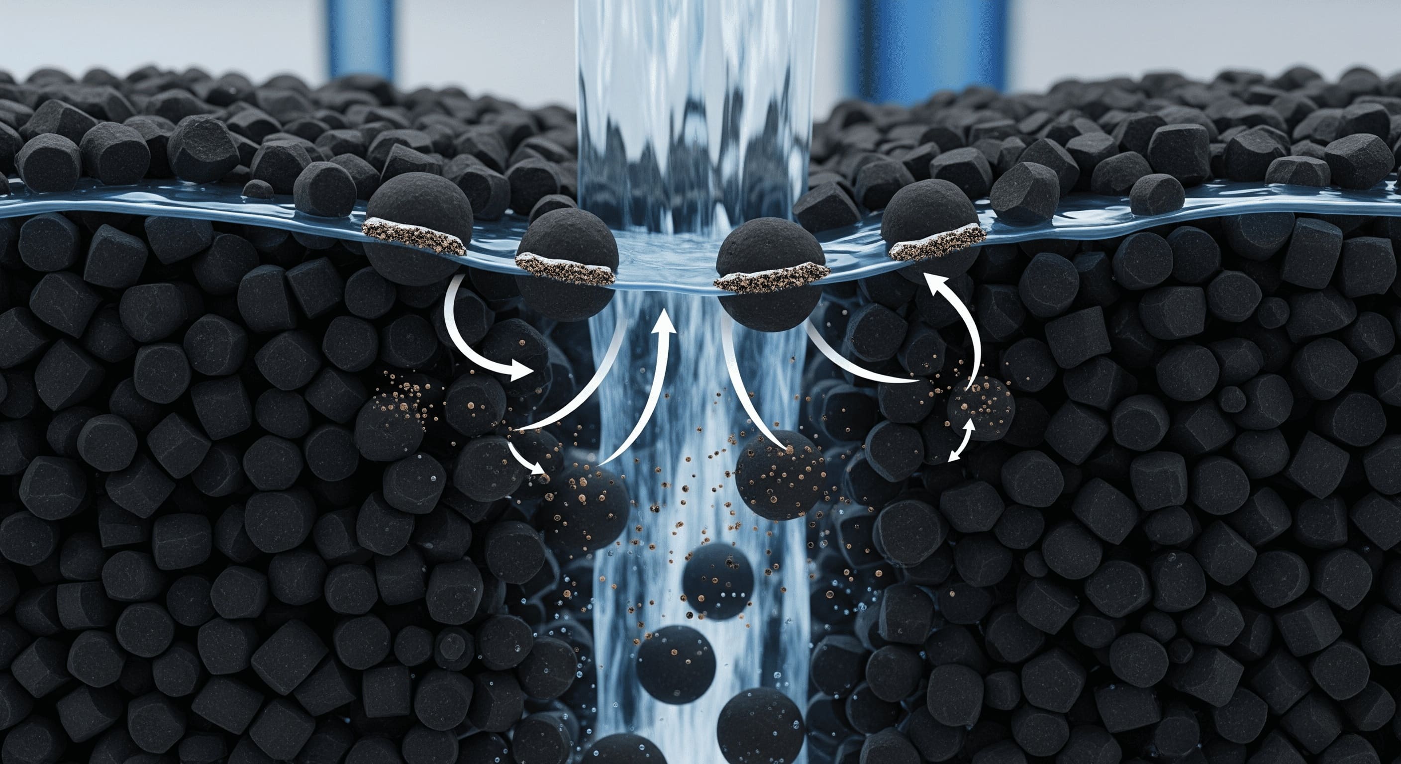 GAC adsorption process contaminants sticking to the surface